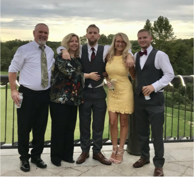 The Matarese family received significant support from Attack Addiction throughout David’s struggle with addiction. Gathered are (l-r) parents George and Melissa, David, sister Morgan and brother Georgie Matarese. Morgan Matarese has launched a cornhole tournament to benefit Attack Addiction. SUBMITTED PHOTO